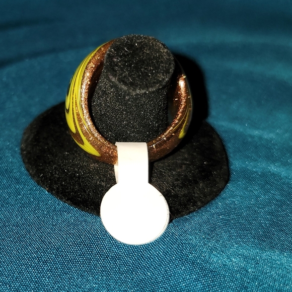 New Gold and Yellow Swirl MURANO glass Ring - Picture 2 of 3